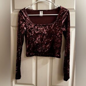 ABOUND~CRUSHED VELVET CROP TOP~SM